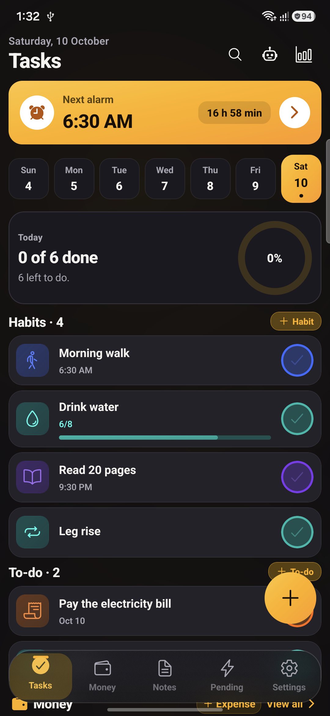 Dark mode screen
